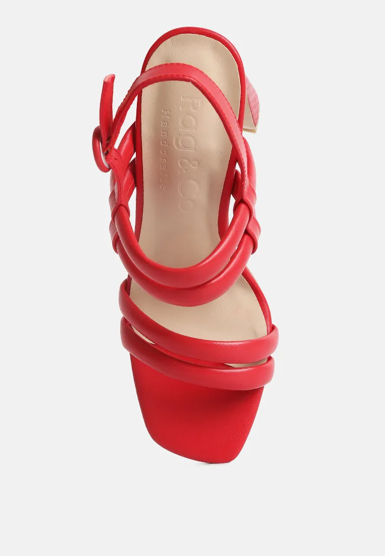 Avianna Red Slim Block Heel Sandal